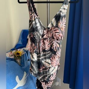 Hurley One Piece Swimsuit - Pink and Black Tropical